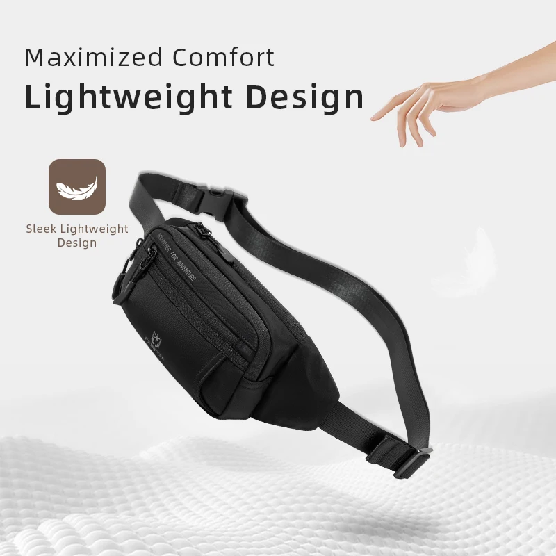 VOLUNTEER Men's Waterproof Waist Bag Casual Minimalist Hiking Cycling Running Work Multi-Pocket Fanny Pack for Men 1890-07