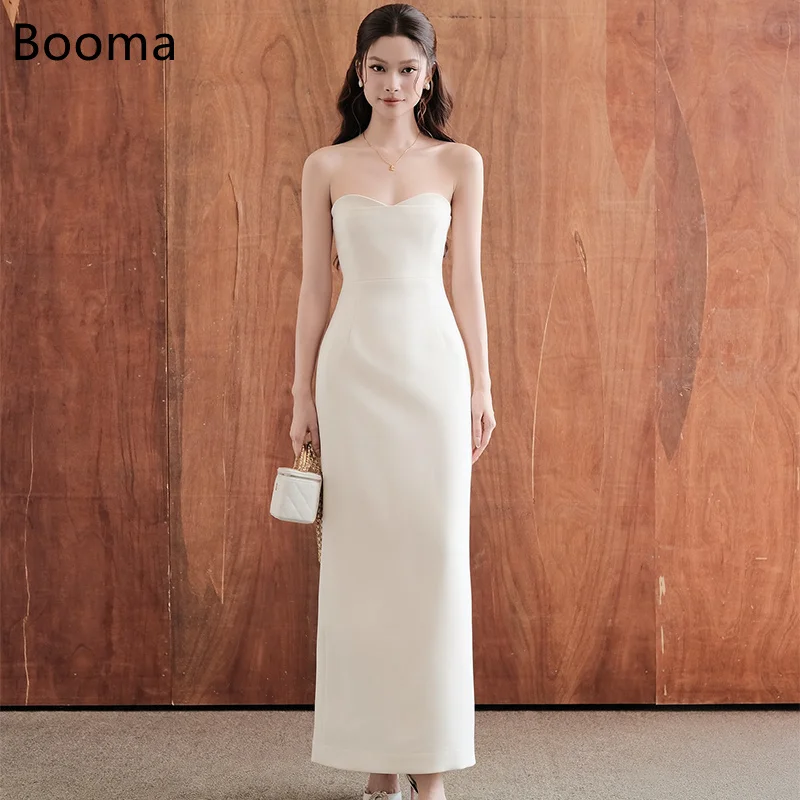 

Booma Mermaid Strapless Satin Simple Long Wedding Dresses Sleeveless Ivory Elegant Brides Gown Custom Made 2025