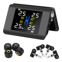 LED Display Intelligent Car Tire Pressure Monitoring System With 4 External or Built-in Sensors Solar Power TPMS