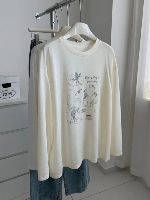 Persian  Bead Sun Protection Women's Draped Lazy Lyocell Silk round Neck Long Sleeve T-Shirt Summer Air Conditioning Shirt