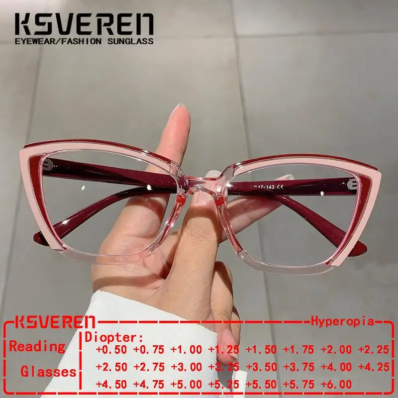 Cat Eye Anti Blue Light Reading Glasses Women Optical Finished Presbyopic Eyewear Female Clear Prescription Lenses Readers