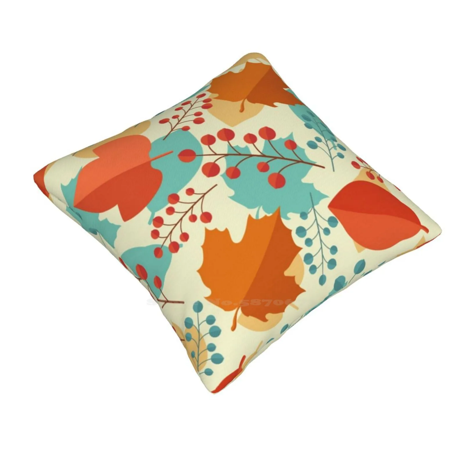 Gorgeous Fall Foliage-Teal And Orange Bedroom Office Hug Pillowcase Sophisticated Fall Autumn Leaves Berries Foliage