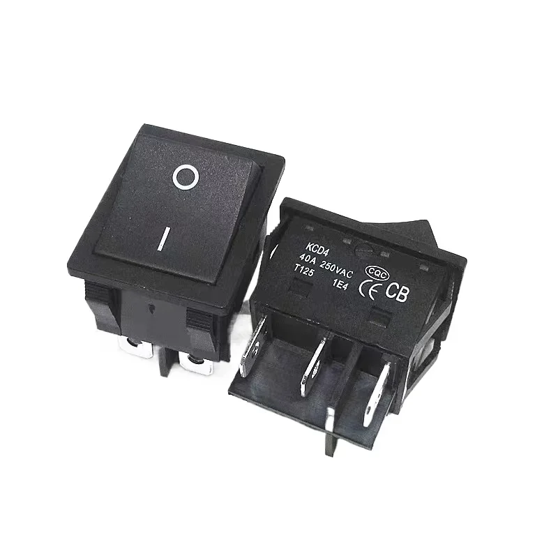 1PCS 40A 250V AC High Current ON/OFF Special for Eelding Machine KCD4 Sterling Silver Point Rocker Power Button Switches Black