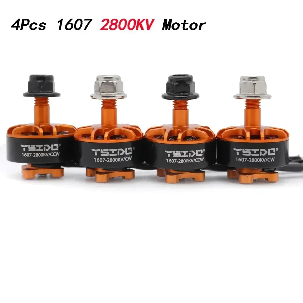 

4Pcs 1607 Motor sin escobillas 2800KV 3850KV CW/CCW 2-4S Lipo para Dron de carreras de control remoto de largo alcance Frees