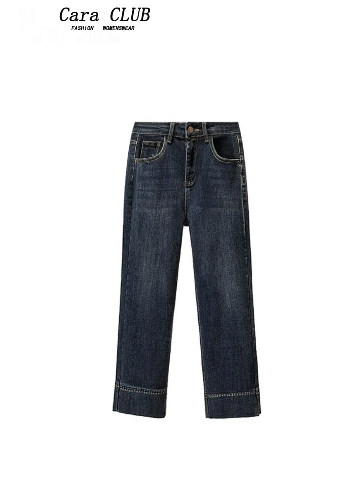 

Джинсы женские с высокой талией, прямого кроя, больших размеров, весенние, модные, винтажные, универсальные, укороченные (7/8)