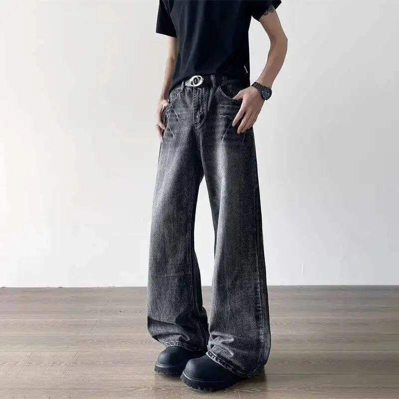 WTHT Nieuwe Vintage mannen Doen Oud Ontwerp High Street Denim Broek Mode Wassen Hoge taille Rechte Jeans Mannelijke zomer 2A0022