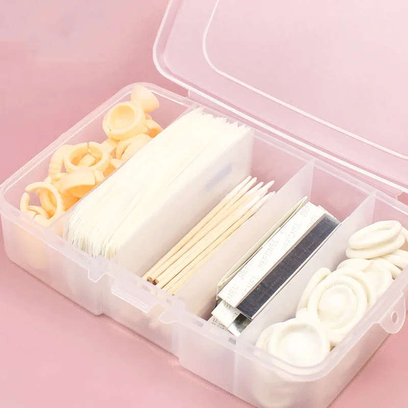 Microblading Transparent Tattoo Needles Storage Box 1pcs Swab Finger Gloves Eyebrow Razor Blades Tattoo Permanent Makeup Storage