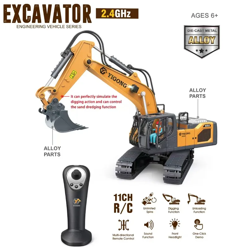 

RC Excavator Dumper Car 2.4G Remote Control Engineering Vehicle Crawler Truck Bulldozer Toys for Boys Kids Christmas Gifts