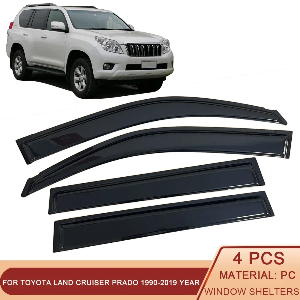 

For Toyota Land Cruiser Prado J150 J120 J90 J70 Black Tinted Car Side Window Visor Guard Vent Awnings Shelters Door Ventvisor