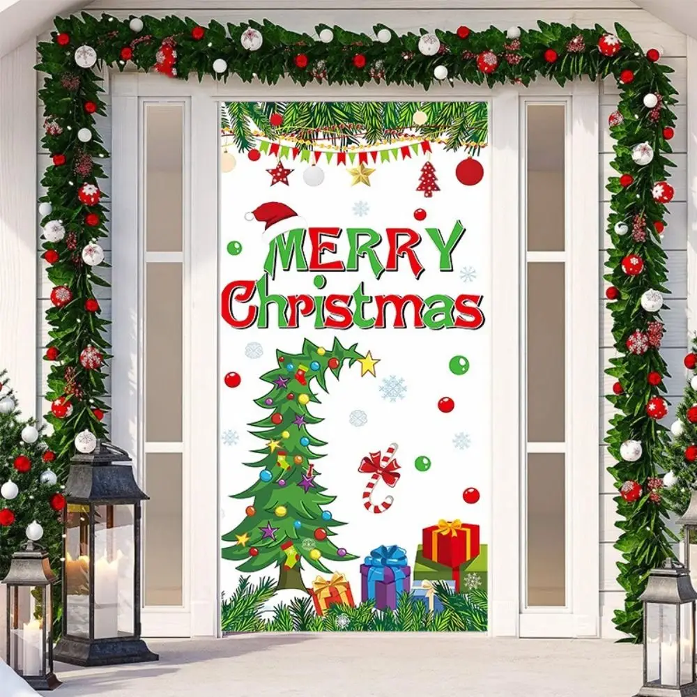 Fluorescent Christmas Door Cover Background Versatile Hanging Christmas Hanging Cloth Snowman 2D Flat New Year Decoration
