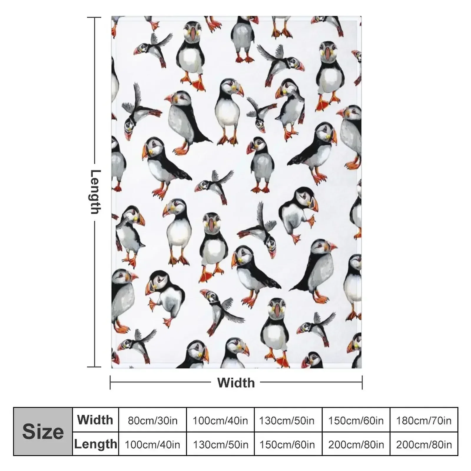 Puffins Pattern Throw Blanket Bed covers warm winter for winter Retros Blankets