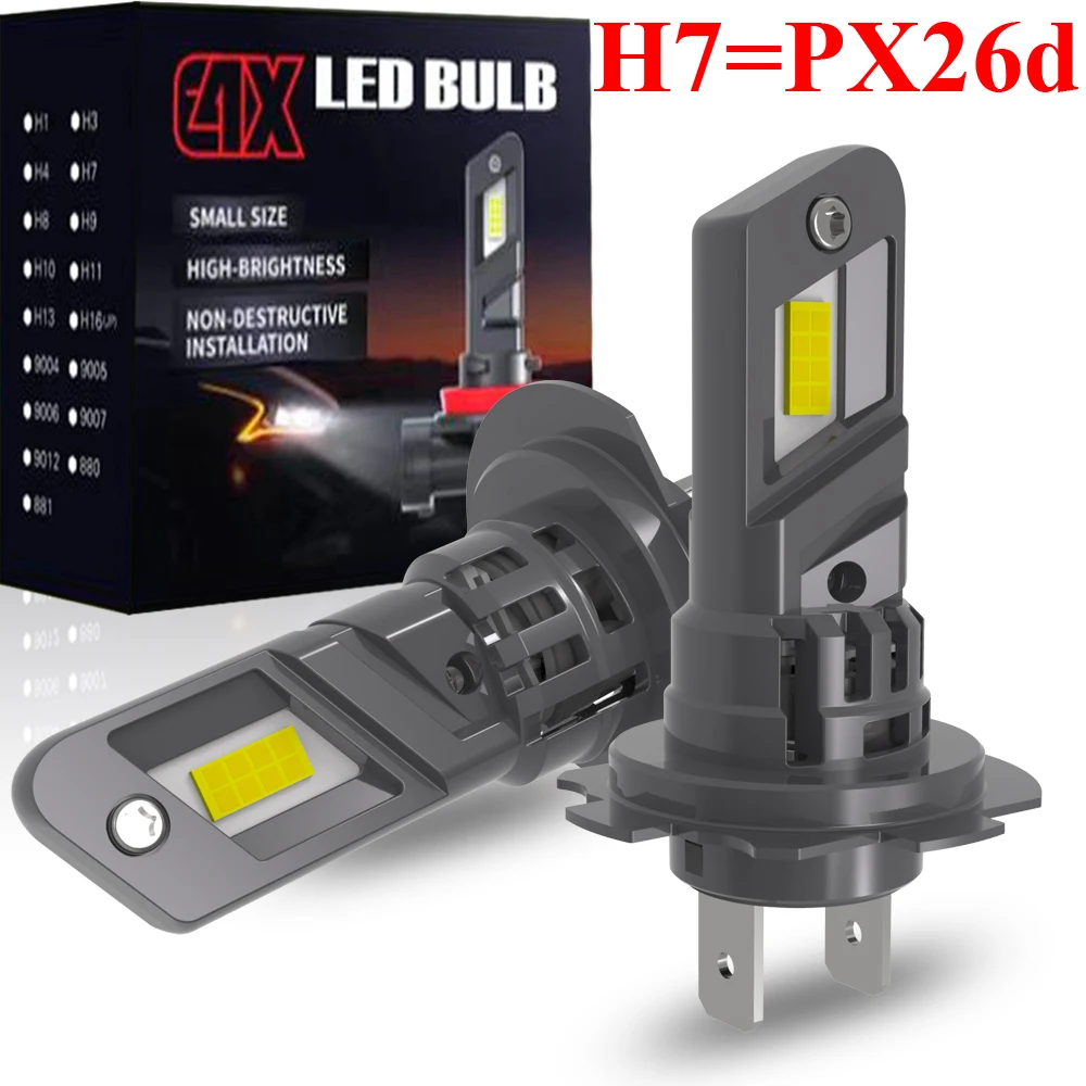 

2pcs H7 PX26d H18 Led High Power Moto Headlight Canbus No Error Car Driving Running Bulb 6000K White Fog Light Diode Lamp 12v