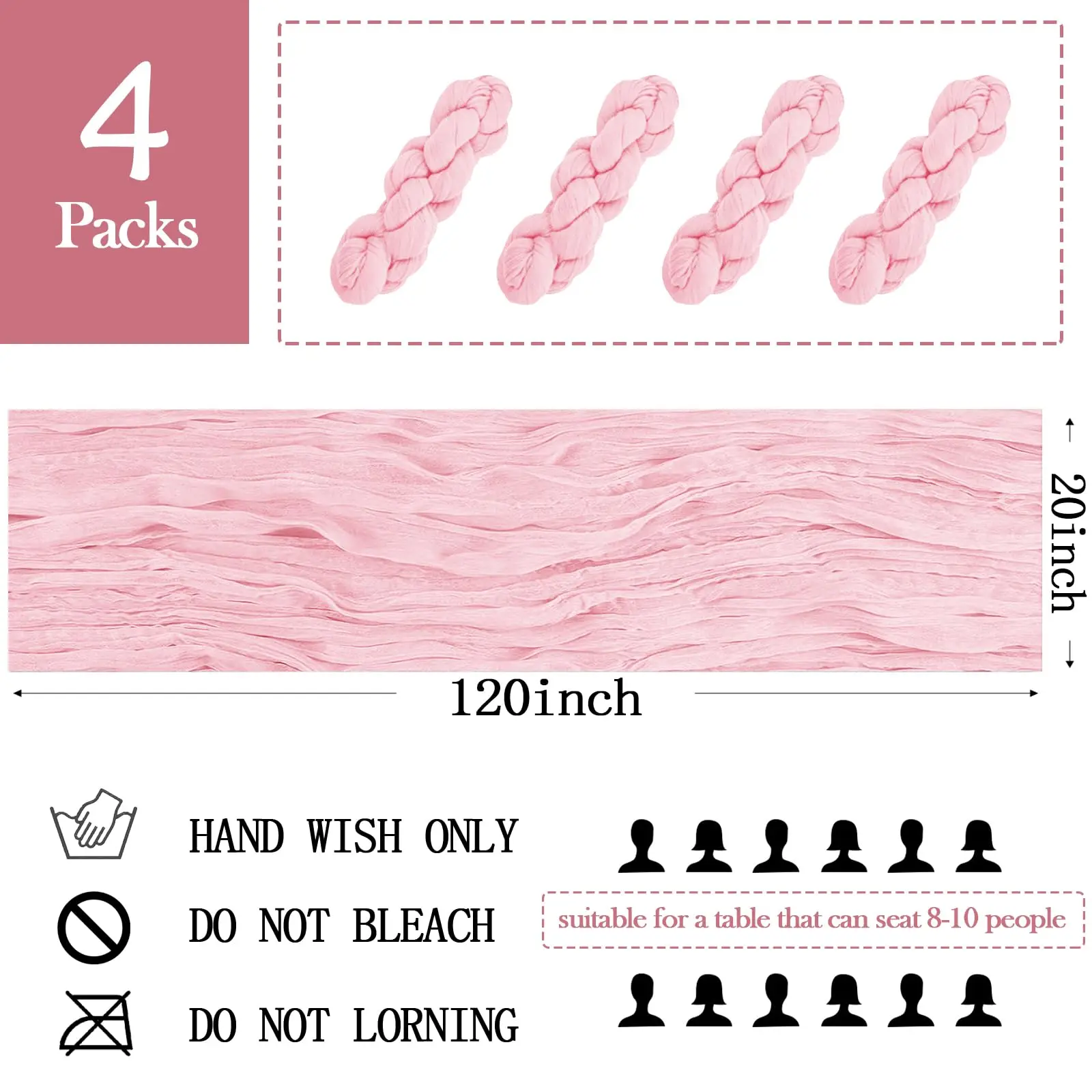4 Park Cheesecloth Table Runners 20x120 Inch Gauze Semi Sheer Boho 10 FT Long for Wedding Party Baby Shower Bridal Shower Deco