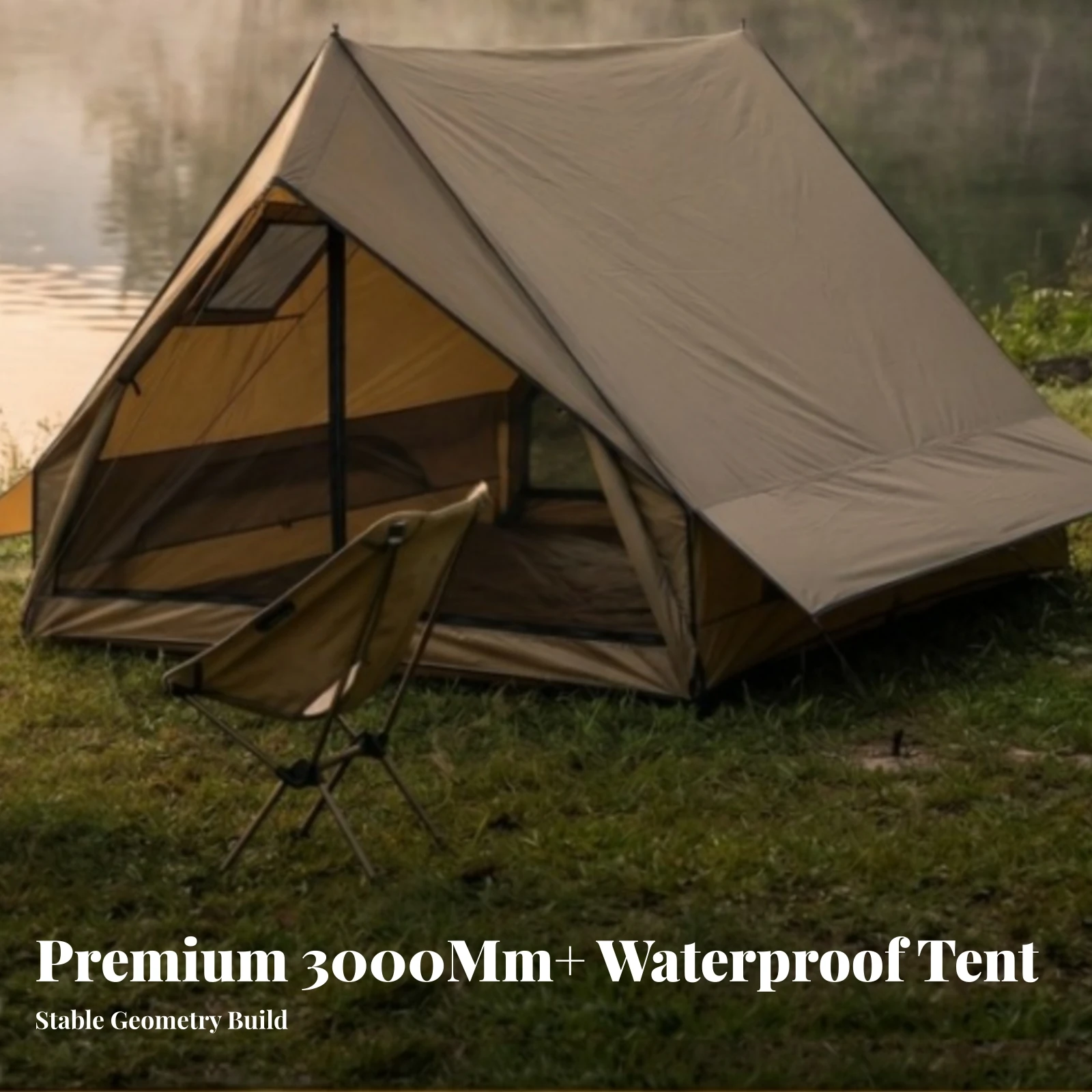Tent with Heater Port Jack Waterproof Tent with Groundsheet Shelter Wind-Resistant Easy Setup for Campers, Camping, Backpacking