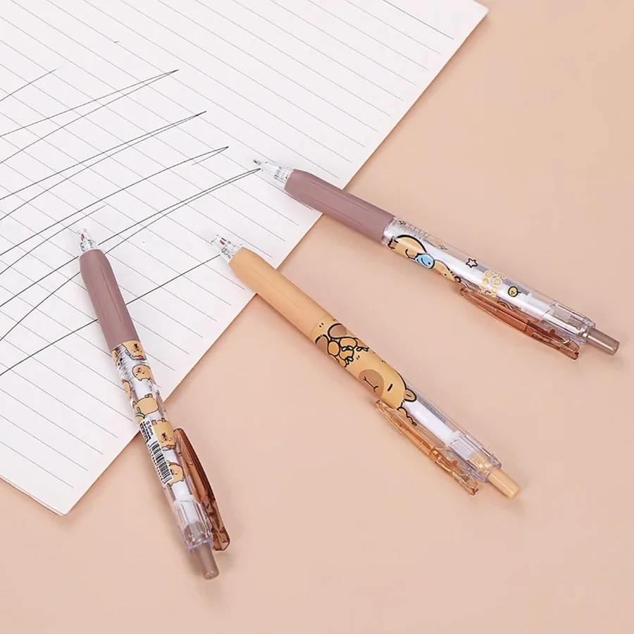 4 Pcs Cute Retractable Cartoon Capybara Pens 0.5mm Black Writing Pens 4Pcs Capybara