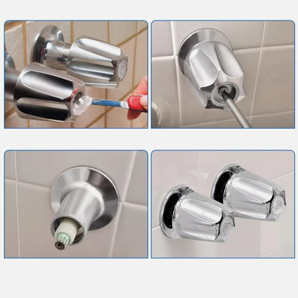3 Piece Shower Knob Replacement Kit Zinc Alloy Silver Handle Set For Pfister Verve Tub Faucet Bathroom Plumbing Fixtures
