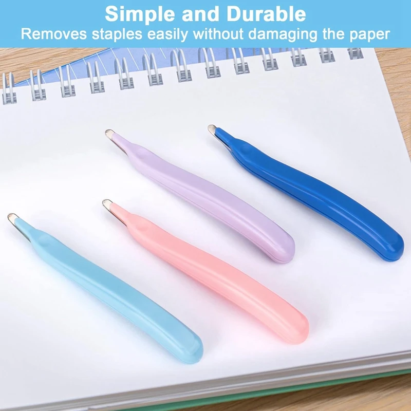 4 Pak alat penghilang staples magnetik, Stapler profesional penghilang penarik staples untuk kelas (4 warna)