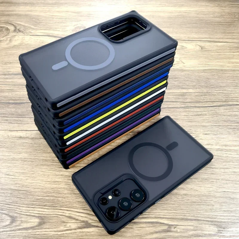 Stoßfeste Rüstungshülle für Samsung Galaxy S25 S24 S23 S22 Ultra Plus S25Ultra für Magsafe Charge Anti-Fingerabdruck Hard Full Cover