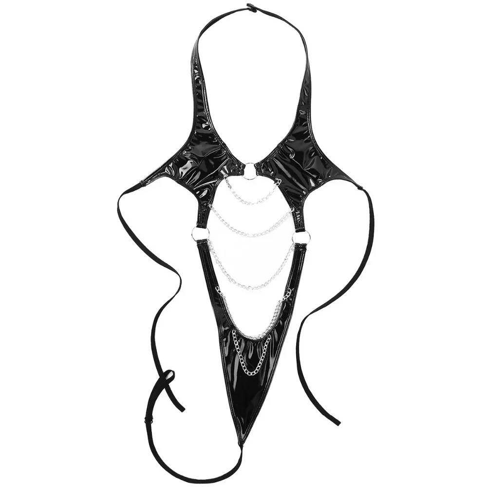 Sexy Lingerie PU Leather BDSM Bodysuit Women Pajama Latex Hollow Out Erotic Costume Female Underwear Adult Women Short Dresses - Image 4