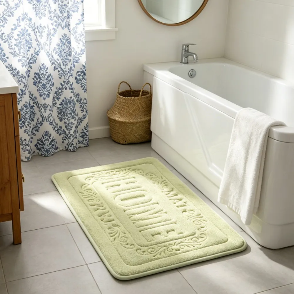 Green Super Cozy Velvet Memory Foam Bath Mat Non-Slip Absorbent Bathroom Rug Carpet 45x75cm 50x80cm Floor Mat Home Gift