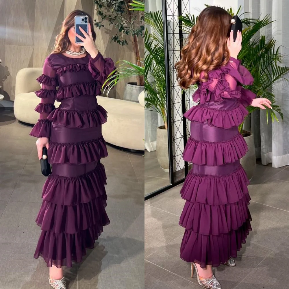 

Customized Matching Chiffon Pleat Ruched Mermaid Scoop Neck Midi Dresses Bespoke Occasion Sizes Available