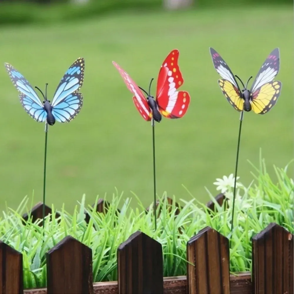 Macetas de jardín de colores mezclados, adornos románticos de vacaciones, Color de pila de mariposa caprichosa al azar, 10 piezas