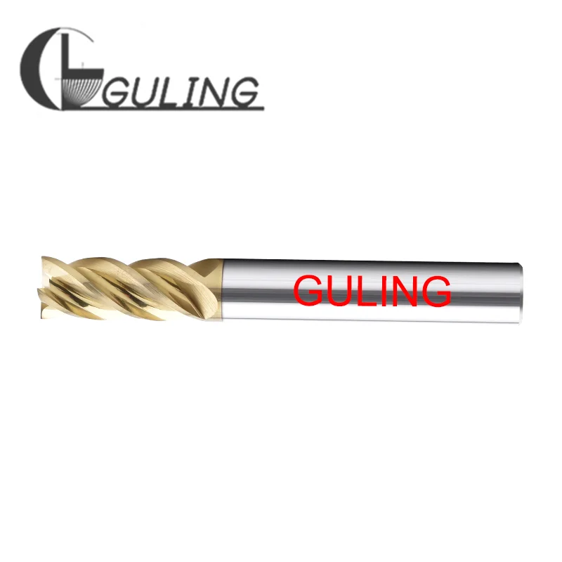 GULING 1PCS 4 Flute Carbide Tungsten Steel End Mills Milling Cutter 1 2 3 4 5 6 7 10 12 14 16 18 20 mm For Titanium Alloy