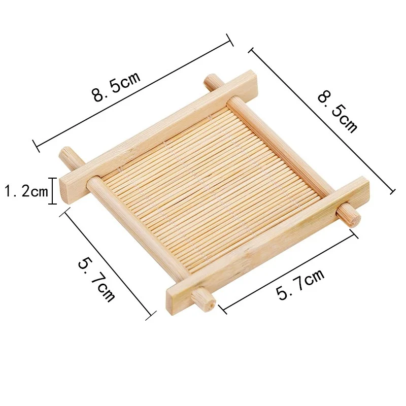 Picture 3: Tea Trays Square Bamboo Teacup Pad Retro Coffee Cup Mug Cup Tableware Heat Insulated Coasters Kitchen Restaurant Accessories