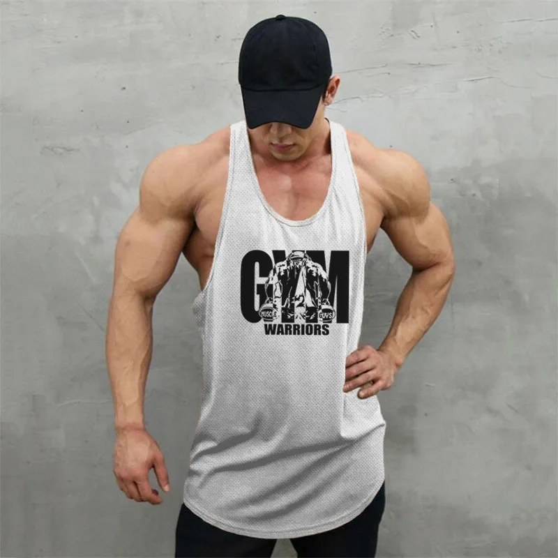 

Gym Bodybuilding Fitness Y-back Tank Tops Men Basketball Sportswear Summer Mesh Quick Dry Breathable Vests Workout Muscle Shirts