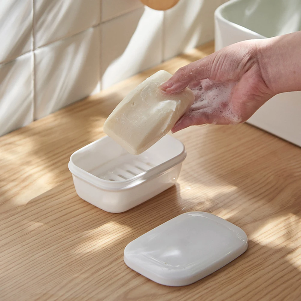 

Sealed Soap Box Simple Creative Design Waterproof Portable Soap Holder 051 White Travel Bathroom Storage Container