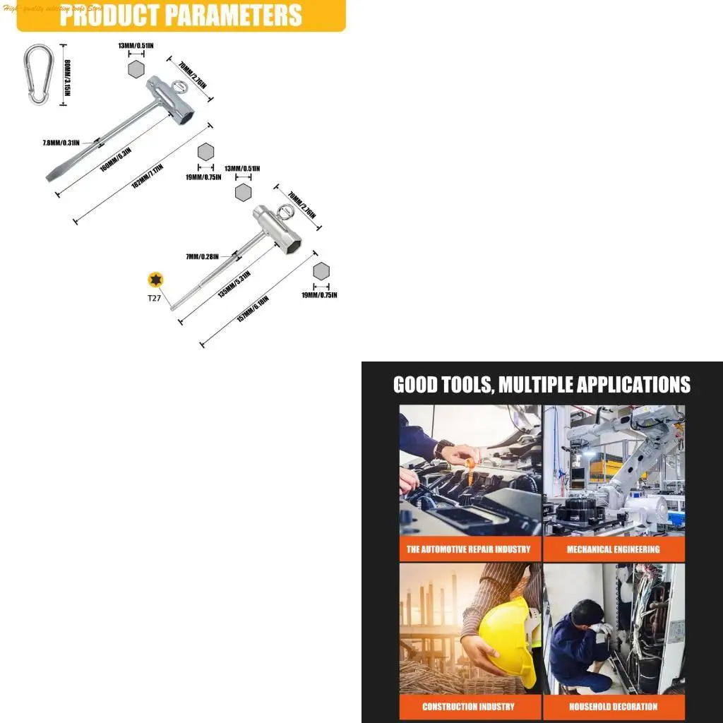 203F Professional Sparks Plug Socket Wrench Chainsaw Wrench 13mm 16mm 17mm 19mm Steel Socket With Hanging Hook