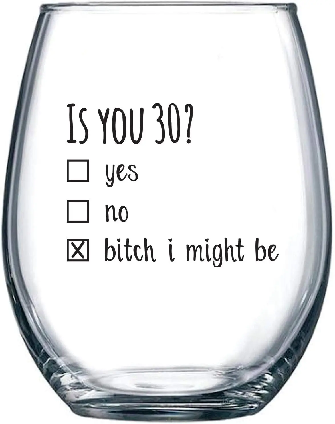 

30th Birthday Wine Glass Funny Gift for Women Men Husband Wife - 15 Oz Stemless Party Decor