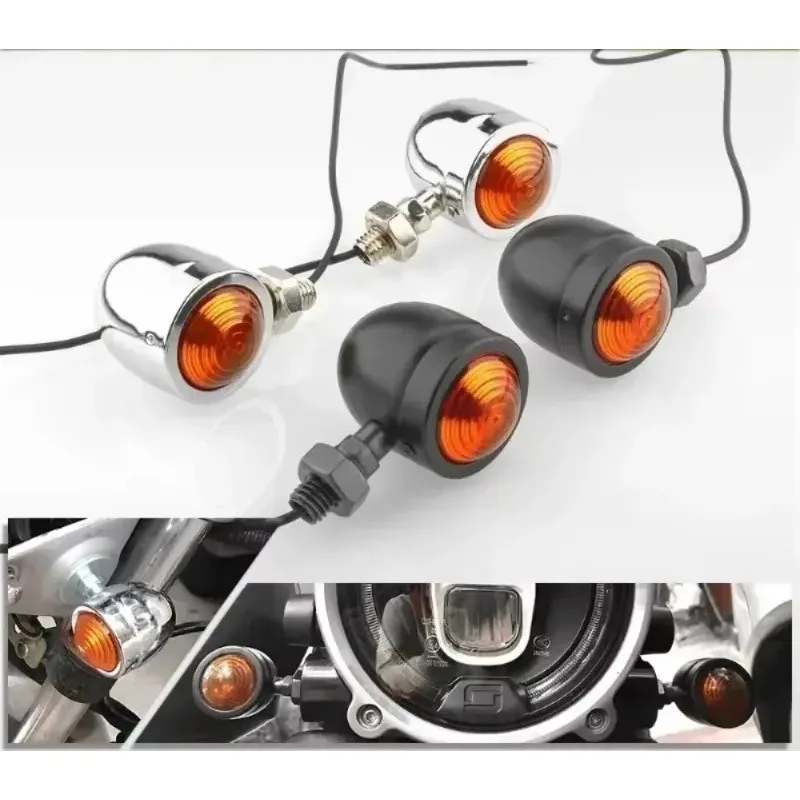 2PCS Universal 12V for Cruise Retro Old School Motorcycle Turn Signals Single Wire Turn Signals Lights Motorcycle Accessories