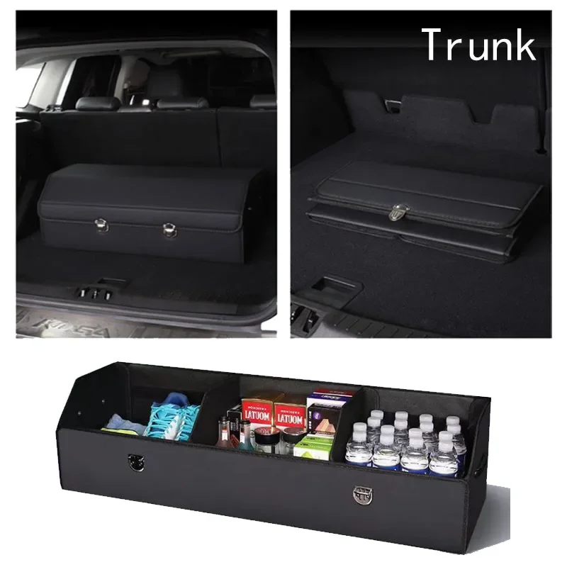 Car Trunk Organizer Organizers And Storage Suv Faux Leather Foldable Trunk Multi-Compartment Adjustable Storage Box