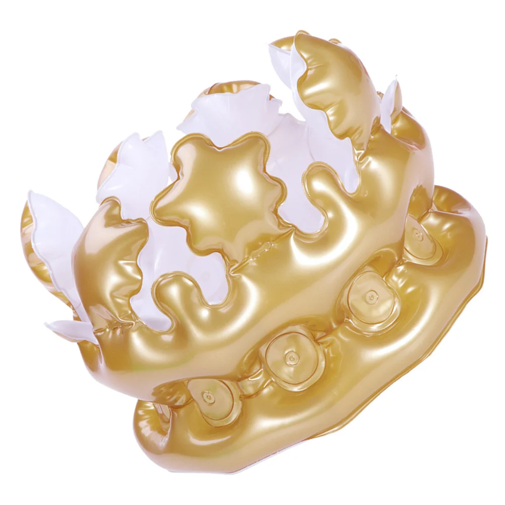 5Pcs Inflatable Crown Balloon Golden 20Cm Diameter Adorable Design Safe PVC Material Easy Inflate Deflate Festive Decor