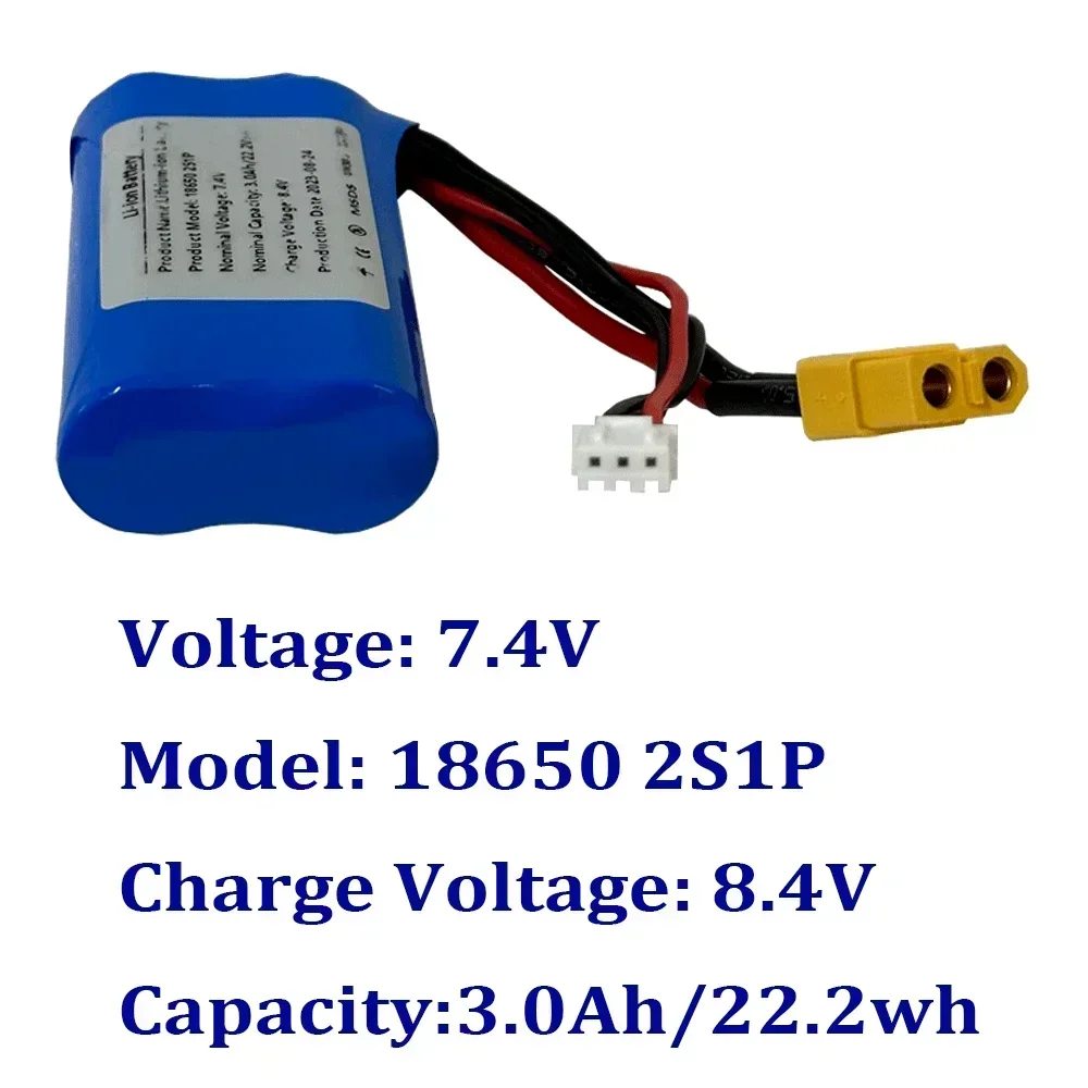 For various drones 7.4V backup power supply,7.4V 2S1P 3000 mAh lithium-ion battery pack 18650 battery