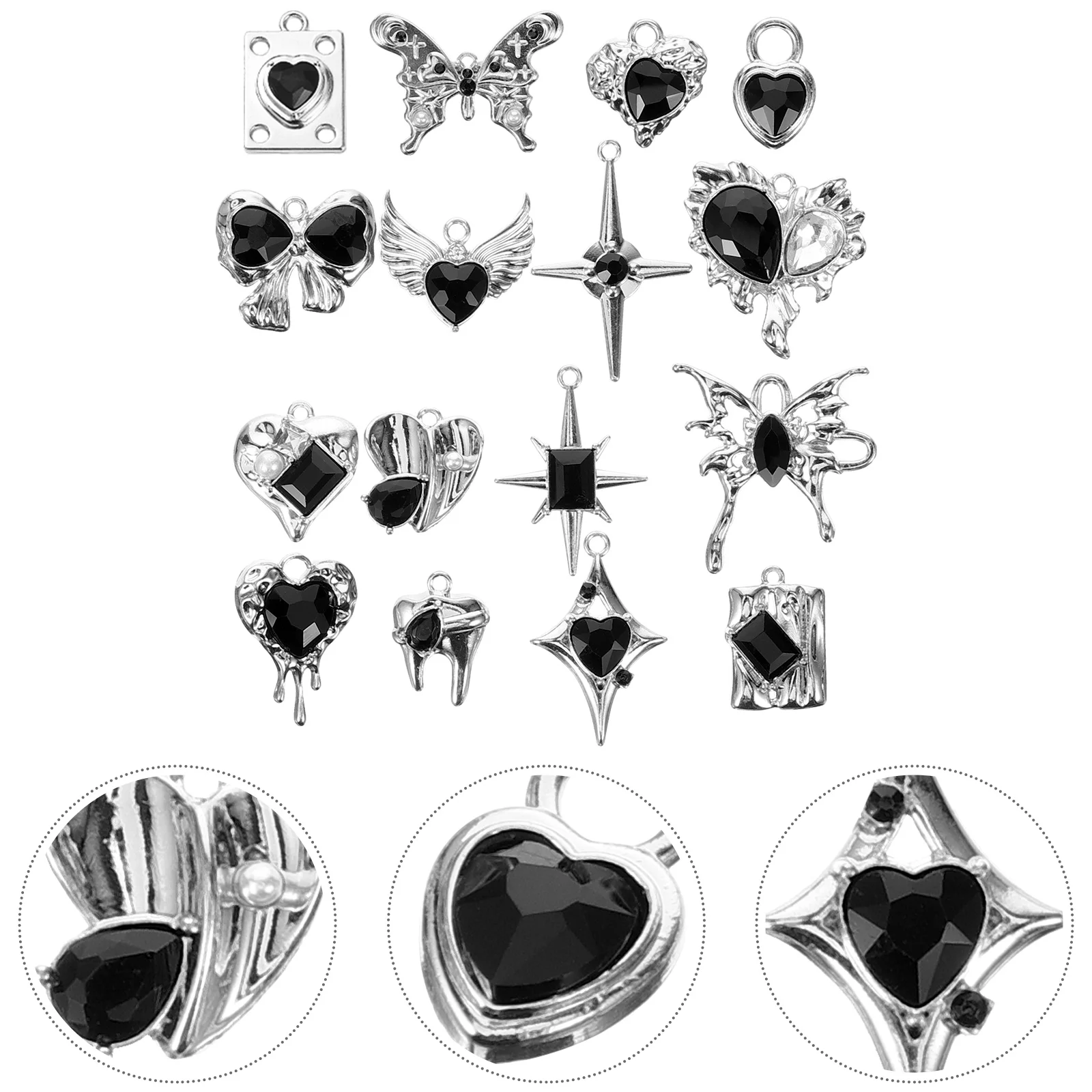 

16pcs Alloy Jewelry Accessories DIY Earrings Necklace Bracelet Pendant Hanging Decor Supplies Charm Darkness