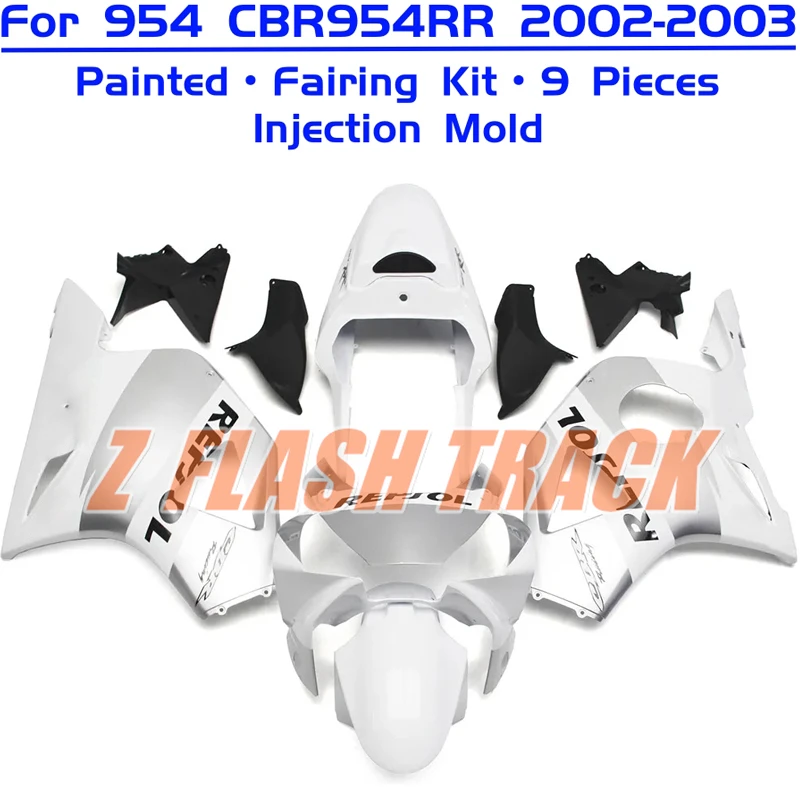 For Honda CBR954RR CBR 954RR 954 CBR954 RR 2002 2003 Cowl Plastic Body Fairing Kit Bodywork ABS Injection Gloss Silver White