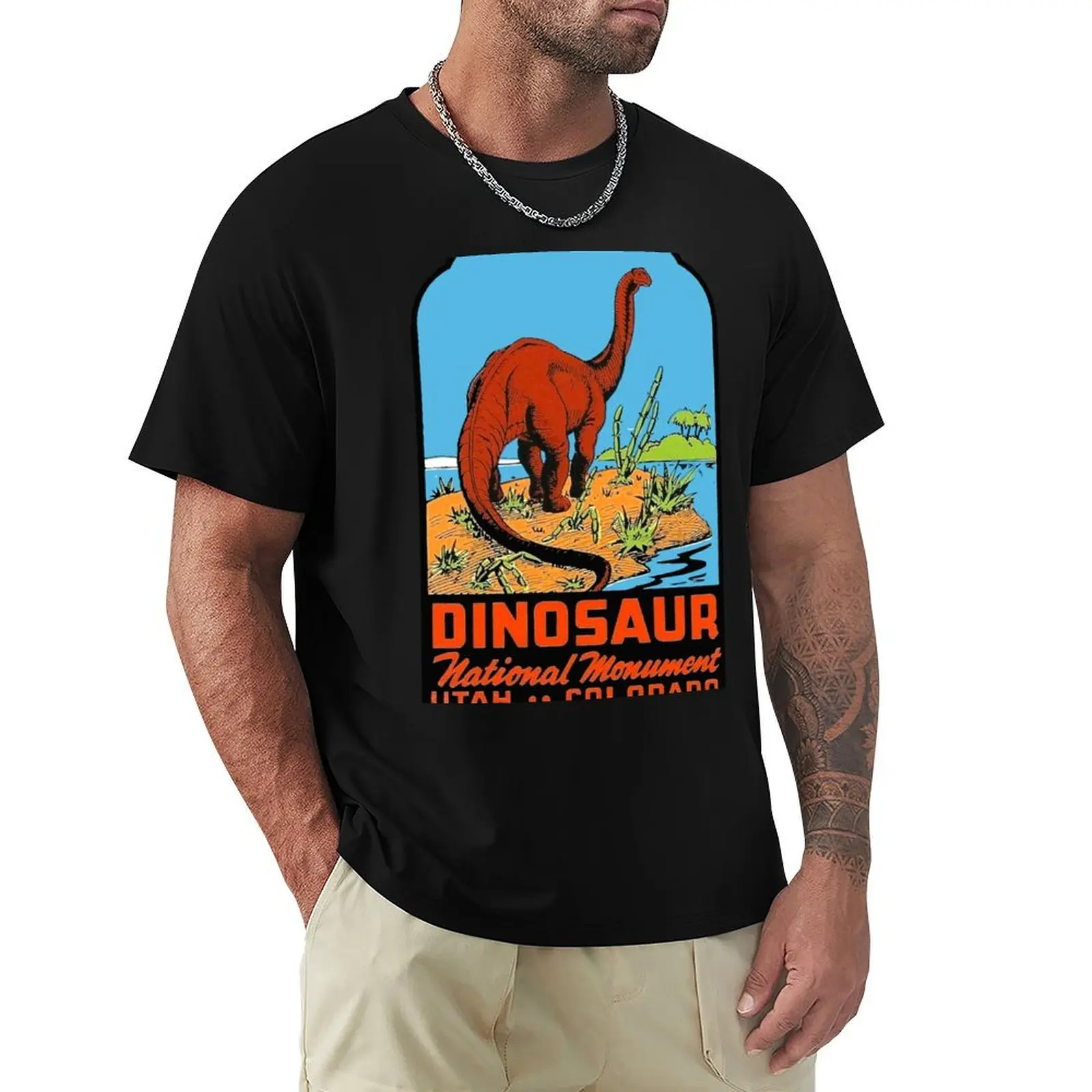 Dinosaur National Monument Utah Colorado Vintage Travel Decal Sticker T-Shirt Running Performance Short Sleeve Tee