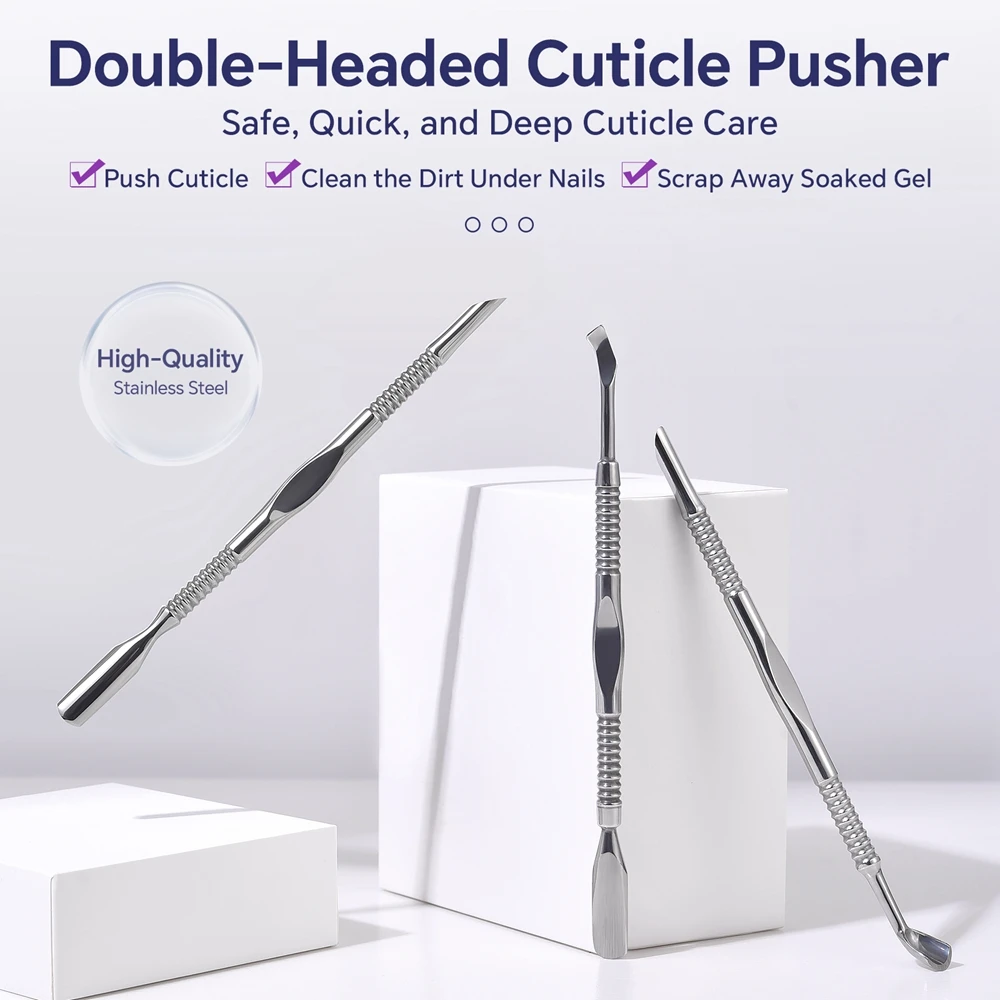 1 قطعة مزدوجة نهاية انتهازي للبشرة الفولاذ المقاوم للصدأ مسمار عمليات تجميل الأظافر مزيل مانيكير العصي مسمار أدوات الرسم بشرة الأظافر انتهازي
