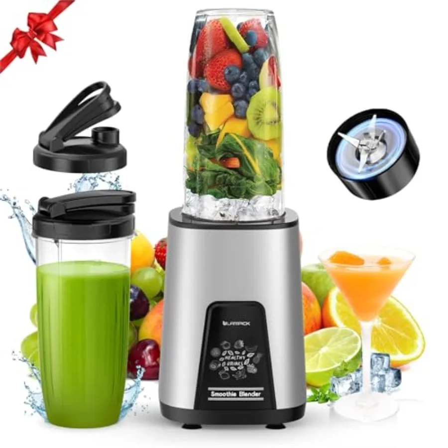 Liquidificador Pessoal 900W para Smoothies e Shakes com 2 Copos Portáteis de 22oz (650ml) sem BPA, Pequeno Espremedor para Shake de Proteína
