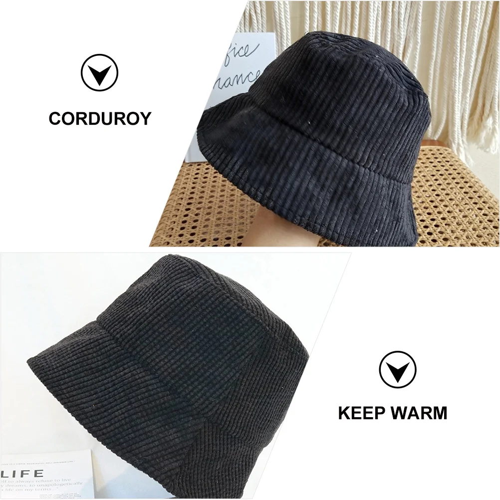 Corduroy Fisherman Hat Unisex Simple Bucket Cap Autumn Winter Warm Outdoor Daily Wear Fashionable Versatile All-Match Hat