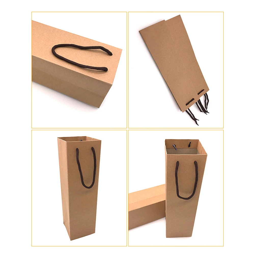 

12 Pcs Wine Bag Portable Bags Bottle Carrier Tote Dinner Party Gift Red Paper Handbag Housewarming