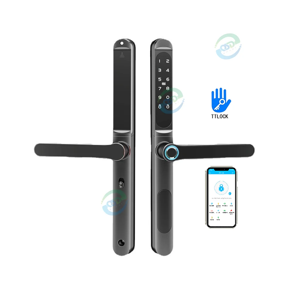 Smart Fingerprint Door Lock with Outdoor Waterproof and Clock Application, Can Be Used for Home Anti-theft