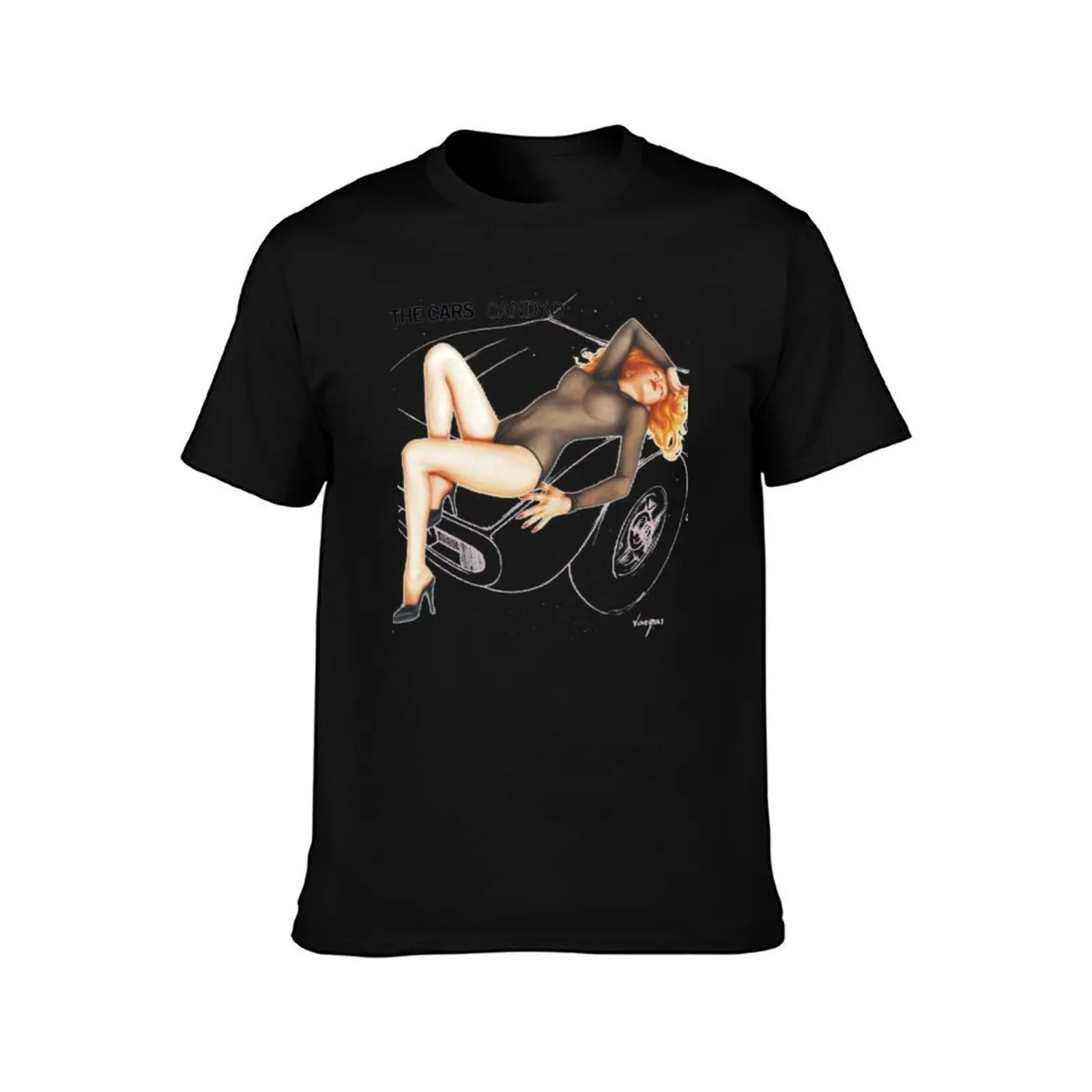The Cars Candy O (design par Alberto Vargas) T-Shirt, Summer Casual Cotton Tee, Oversized Streetwear Tops, Vintage Graphic Print