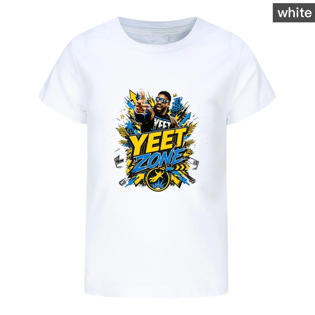 Jey Uso Yeet Print T-shirt Kids Fashion Short Sleeve Tops Teenager Boys Sports Tees Sports Girls Humor Wresting Lovers Clothing