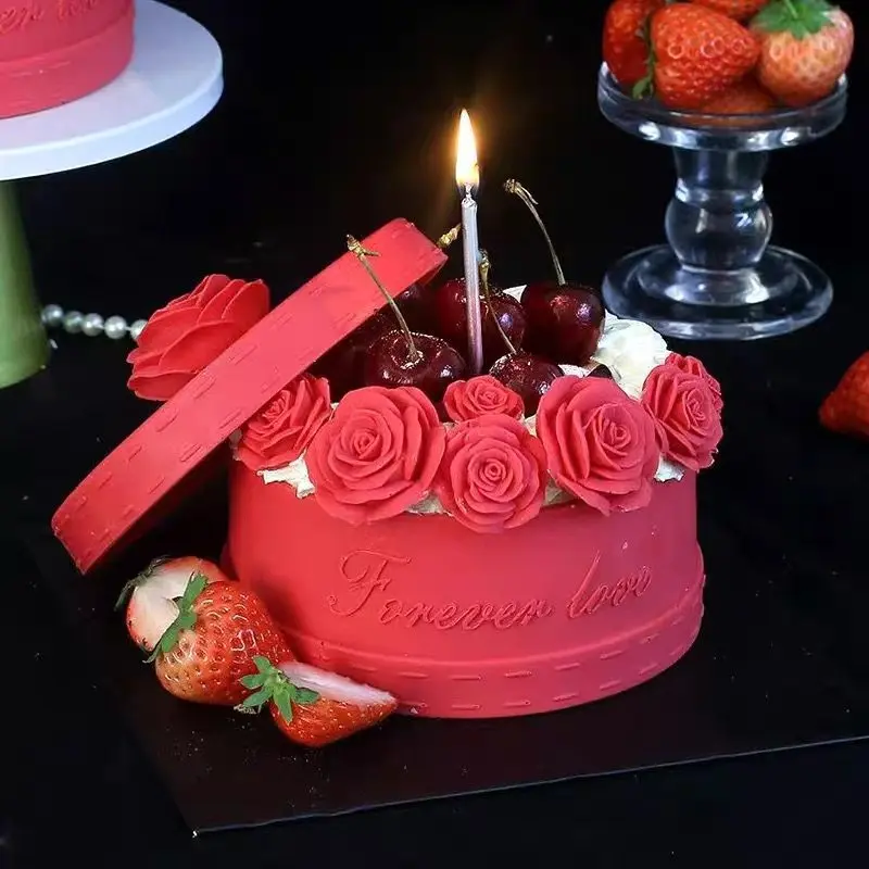 Valentine's Day Rose Gift Box Chocolate Cake Decoration Finished Muse Confession Baking Dessert Table Ornament Accessories