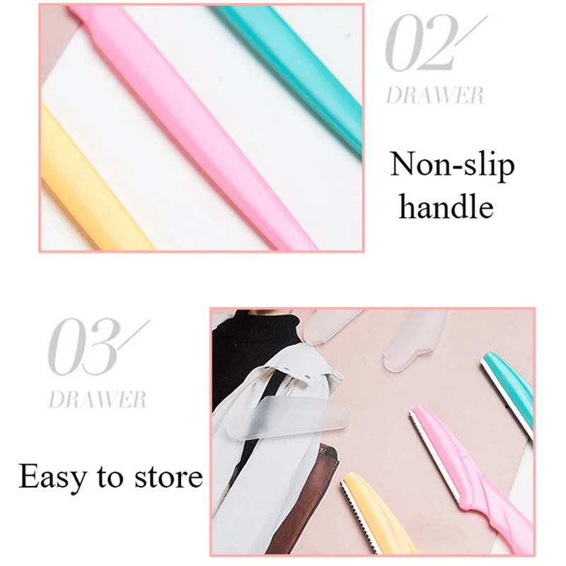 3/6/9PCS/lot Eyebrow Trimmers Sharp Set Hair Remover Facial Razors Blades Shavers Kits Multi Color Portable Make Up Beauty Tools