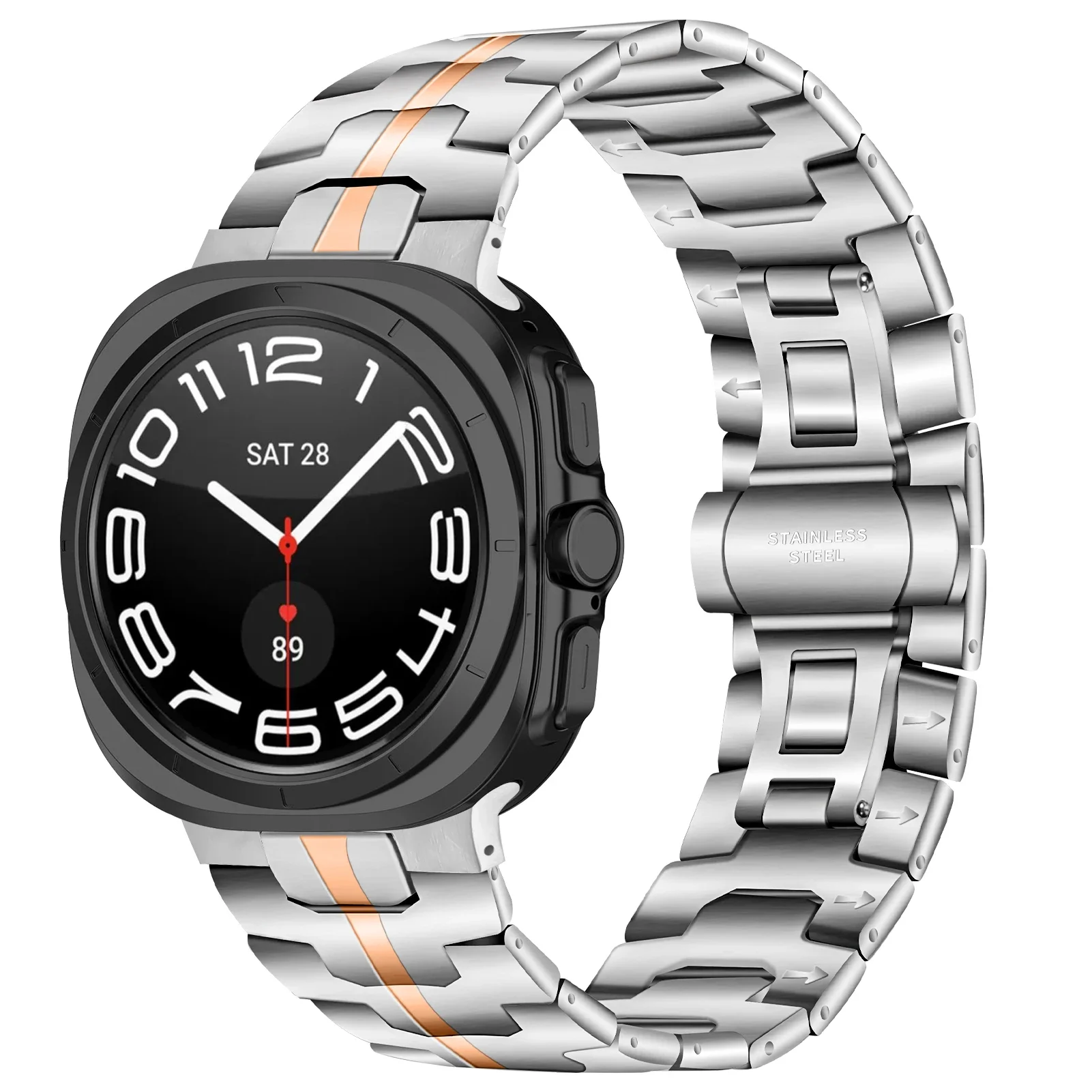 Curved End Stainless Steel Band For Samsung Galaxy Watch Ultra 47mm No Gaps Quick Fit Strap For GALAXY ULTRA 47mm Metal Bracelet