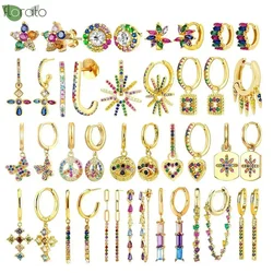 925 Sterling Silver Needle Colorful Crystal Heart Earrings Hoop Fashion Hoop Earrings for Women Wedding High Luxury Jewelry Gift